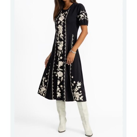 Johnny Was LA Camille Seamed Knit Dress Size XS Midi Embroidered New - Picture 1 of 10